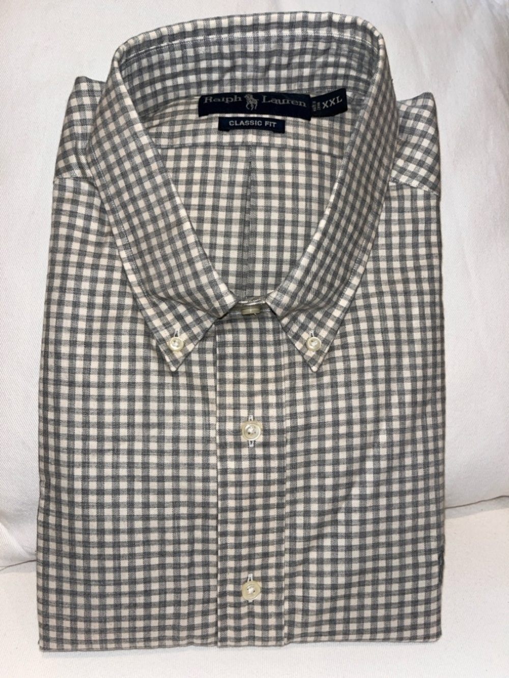 Ralph Lauren Button-Down Gray and White Check Shirt